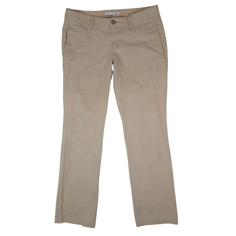 Old Navy Chino Pants Womens 6 Regular Khaki Tan Straight Leg Stretch Casual